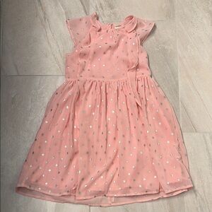 Oshkosh B’Gosh (Size 6/6X) Pink chiffon Dress with Silver Polka Dots